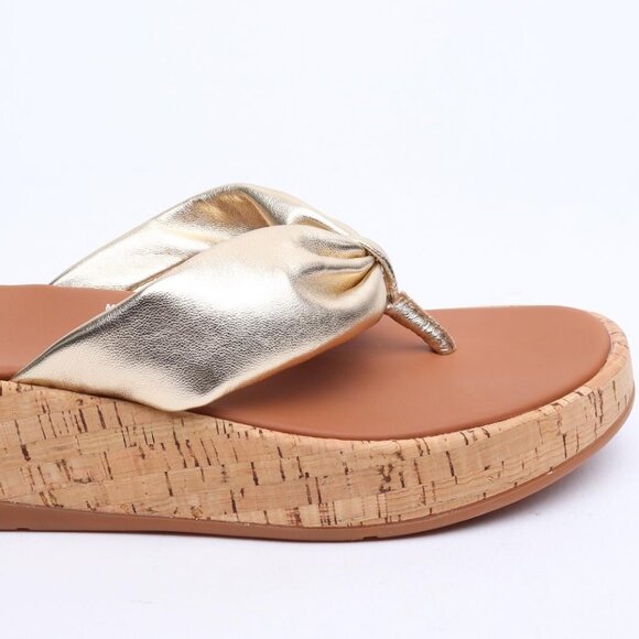 NEW FITFLOP F Mode Twist Cork Flatform Sandals With Toe Thongs Platino 462tn - Picture 4 of 13